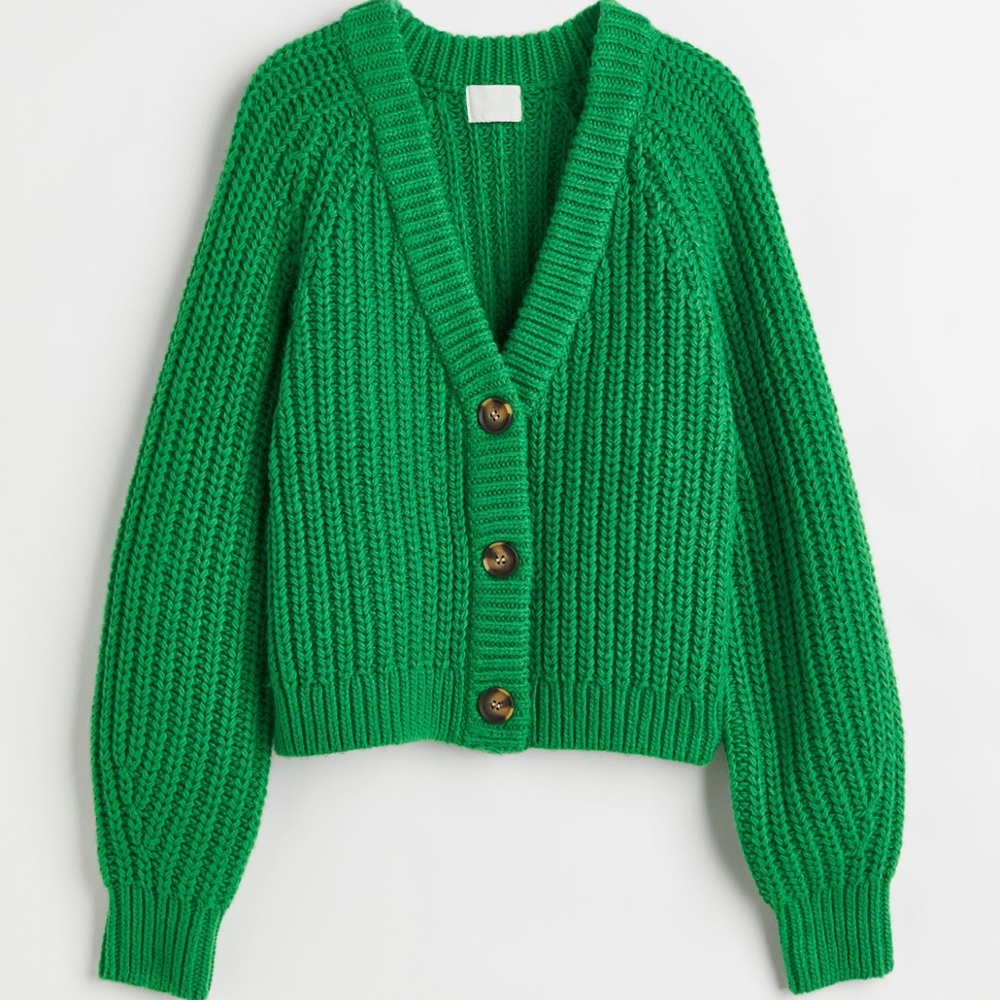 Kelly green v neck cardigan